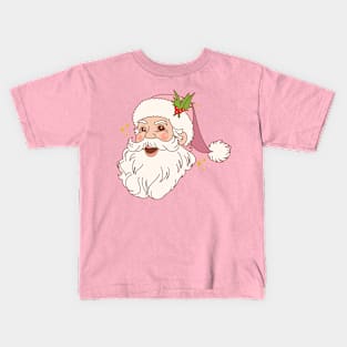 Retro Vintage Pink Santa Claus Funny Pink Kids T-Shirt